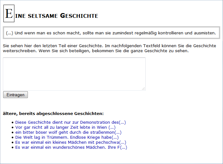 Aufforderung zum Weiterschreiben
