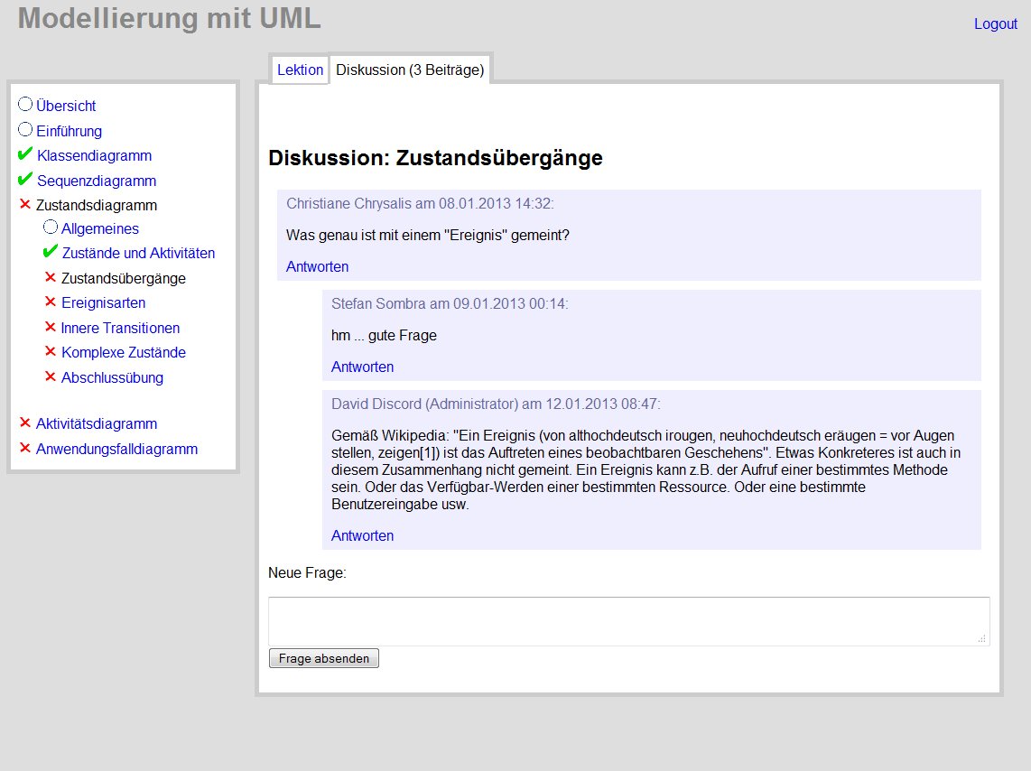 Prototyp-Screenshot einer Diskussionsseite