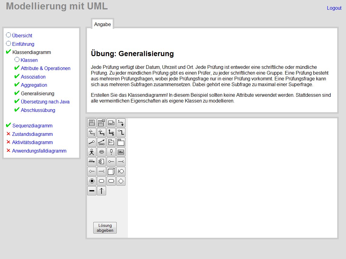 Prototyp-Screenshot einer Übungsangabe